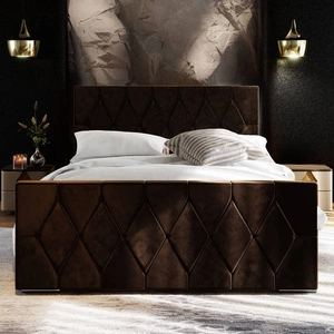 Polsterbett Sparks 180x200 braun mit Stauraum im modernen Stil mit markantem Kopf- und Fußteil