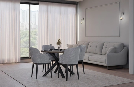 Runder Tisch Lyon 110 cm wisconsin nussbaum / schwarz designer esstisch metall spinne beine höhenverstellung