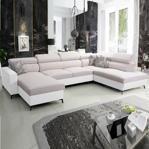 Ecksofa mit Schlaffunktion Savona VI creme/weiß links elegantes und bequemes Ecksofa für Wohnzimmer zwei Container für Bettzeug