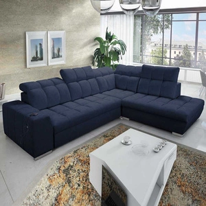 Ecksofa mit Schlaffunktion Luigi VII marineblau rechtsseitiges Komfort-Ecksofa in modernem Design