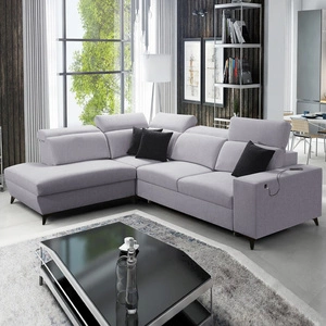 Ecksofa mit Schlaffunktion Kelly Sleek VII grau Esche links geflochten bequem und funktionell Ecksofa für Wohnzimmer