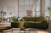 Ecksofa mit Schlaffunktion Arbon oliv links modernes Eckdesign mit markanter Form weicher Stoff