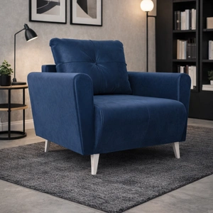 Sessel Felicie dunkelblau eleganter Sessel für das Wohnzimmer mit einem geräumigen und weichen Sitz Holzbeine hinzufügen visuelle Leichtigkeit