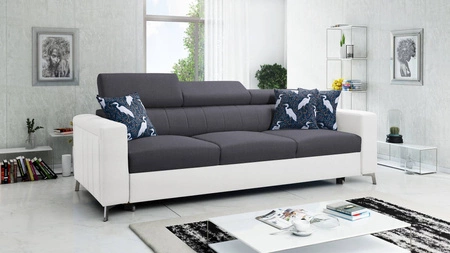 Sofa mit Schlaffunktion Savona graphit / weiß bequemes Sofa für Wohnzimmer bietet Komfort während der Ruhe verstellbare Kopfstützen