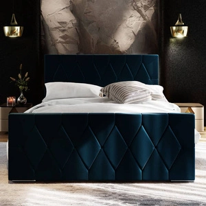 Polsterbett Sparks 160x200 marineblau mit Stauraum in modernem Stil mit einem markanten Kopf- und Fußteil