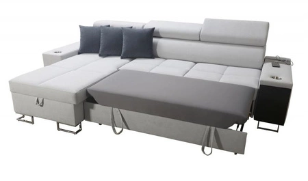 Ecksofa mit Schlaffunktion Dafni Flieder linksseitig aus Samt bietet Komfort und Funktionalität während der täglichen Erholung