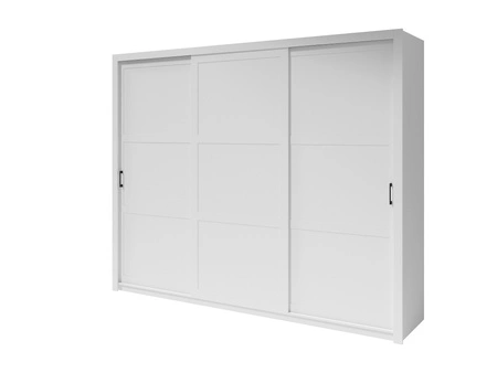 Schiebeschrank Parma 255 cm weiß modernes Design ABS-Finish und Aluminium-Türführungen