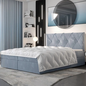 Boxspringbett Arvada 140x200 hellblau Bett im modernen skandinavischen Stil mit gepolstertem Kopfteil