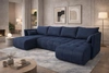Ecksofa mit Schlaffunktion Selva U blau interessant präsentiert Ecksofa für Wohnzimmer Samtstoff mit eleganter Struktur