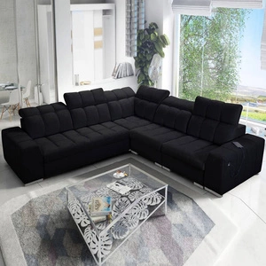 Ecksofa mit Schlaffunktion Luigi III schwarz rechts bequemes Ecksofa für das Wohnzimmer perfekt für die tägliche Entspannung