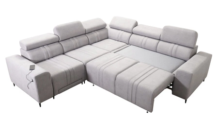 Ecksofa mit Schlaffunktion Castel III Lux beige links äußerst bequemes Ecksofa für das Wohnzimmer mit ausziehbarer Fußstütze