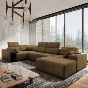 Ecksofa mit Schlaffunktion Tesalia IV braun rechtsseitiges Komfort-Ecksofa für den Wohnbereich mit innovativer Schiebefunktion der Rückenlehne