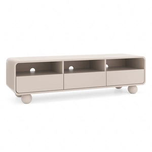 TV Schrank Bion 160 cm beige stilvoller TV-Schrank im originellen Stil geschwungene Form Designer kugelförmige Beine