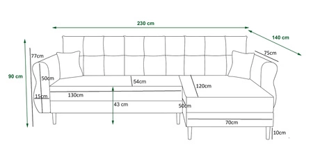 Ecksofa rechts mit Schlaffunktion Wilkins Senf stilvolles und modernes Design das sich in jede Einrichtung einfügt