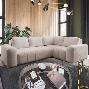Ecksofa mit Schlaffunktion Bovec II beige rechts Komfort-Ecksofa mit stilvollem Charakter Bettzeug-Container