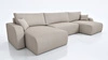 Ecksofa mit Schlaffunktion Fiesta U XL hellbeige elegantes Ecksofa für Wohnzimmer mit Bettzeugablage Stoff mit Plüschoberfläche