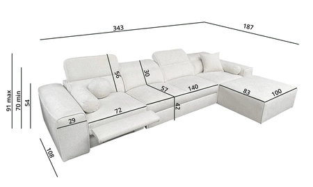 Ecksofa mit Schlaffunktion Viano XII Lux hellbraun rechtshändig Designer-Ecksofa für Wohnzimmer mit komfortablem ausziehbarem Fußteil