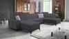 Ecksofa mit Schlaffunktion Kelly Sleek VI graphit links modernes Design Ecksofa für Wohnzimmer mit verstellbaren Kopfstützen