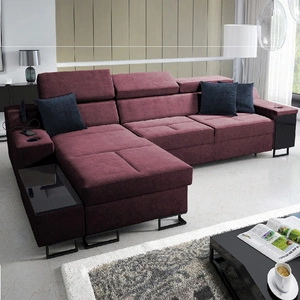 Ecksofa mit Schlaffunktion Alcamo burgundy links elegantes und stilvolles Ecksofa mit einer praktischen Schublade an der Seite des Möbels