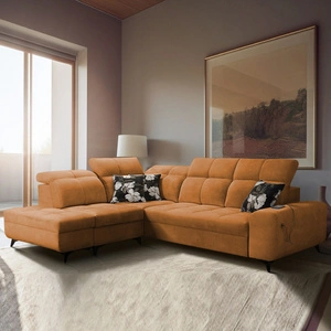 Ecksofa mit Schlaffunktion Buffalo VII honig links stilvolles Ecksofa mit Bettzeugcontainern Velourstoff