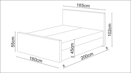 Boxspringbett Kansas 180x200 grau Bett im skandinavisch-modernen Stil mit Steppung mit Kristallen beendet