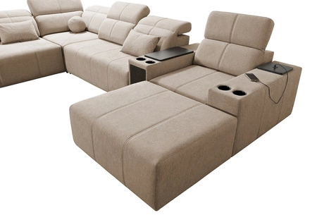 Ecksofa mit Schlaffunktion Tesalia V beige rechtsseitiges Komfort-Ecksofa mit Schublade und Schiebefunktion der Rückenlehne