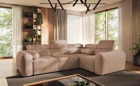 Ecksofa mit Schlaffunktion Cantare II lachsfarbenes bequemes Ecksofa für Wohnzimmer mit stilvollem Charakter weicher Stoff