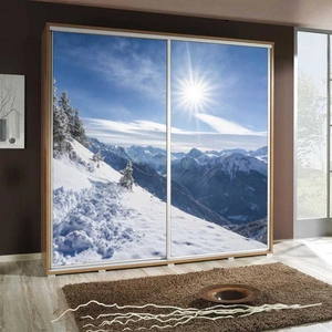 Artistino 205 cm Schiebeschrank mit Wintergrafik II Schrankkorpus in Eiche catania aus 22 mm starker Platte