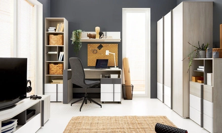 Schubladenschrank Remona Eiche wilton weiß / weiß / anthrazit vielseitiger und praktischer Rollcontainer für das Büro