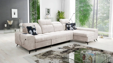 Ecksofa mit Schlaffunktion Buffalo XII creme rechts stilvolles und funktionelles Ecksofa mit Bettzeugcontainer
