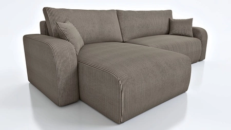 Ecksofa mit Schlaffunktion Fiesta XL hellbraun universal Ecksofa mit Bettzeugablage stilvoller Cordstoff