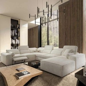 Ecksofa mit Schlaffunktion Viano VIII Lux creme rechts Design-Ecksofa mit ausziehbarem Fußteil Bettzeug-Container