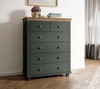 Kommode Evora 90 cm Flasche grün / Eiche lefkas hohe Kommode ideal für klassische und skandinavischen Stil Interieurs