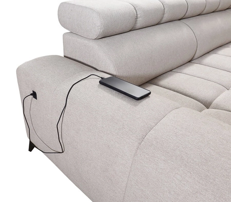 Ecksofa mit Schlaffunktion Bolmso III blau linkes Ecksofa mit Bettzeugcontainer Vollauszug in der Seite des Möbels