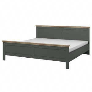Evora Bett 180x200 cm Flasche grün / Eiche lefkas stilvolles Design ausdrucksstarke Farben Bett für Schlafzimmer im klassischen Stil