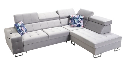 Ecksofa mit Schlaffunktion Hampton VII quarzrosa rechtes Ecksofa für Ihr Zimmer aus Samtstoff mit glatter Oberfläche