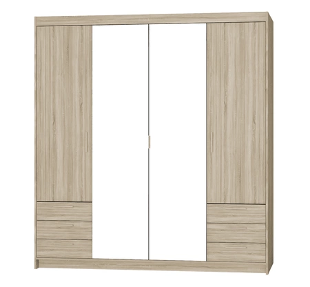 Kleiderschrank Rene 176 cm hell sonoma Eiche stilvolles Design ABS beendet Rand trimmen Kleiderschrank mit Spiegel für Schlafzimmer oder Garderobe Zimmer geräumige Schubladen