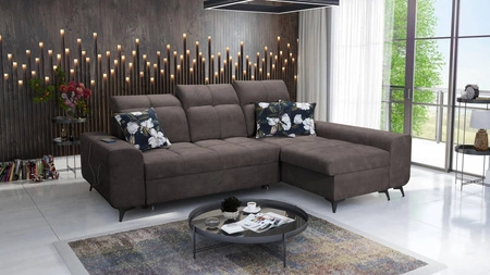 Ecksofa mit Schlaffunktion Büffelbraun rechte Ecke funktionelles und stilvolles Schlafsofa mit Bettzeugcontainer