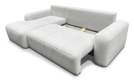 Ecksofa mit Schlaffunktion Bovec ecru links stilvolles Ecksofa mit ergonomischer Form hydrophobem Stoff