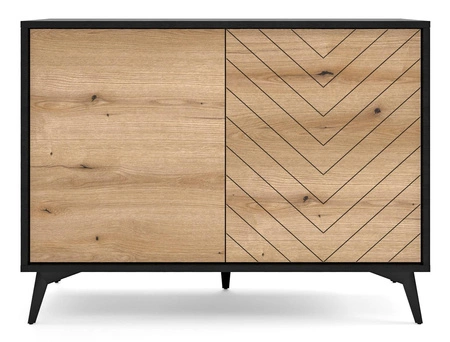 Kommode Gusto 104 cm Schwarz / Eiche Evoke Designerund komfortables Möbelstück für moderne und funktionale Innenräume