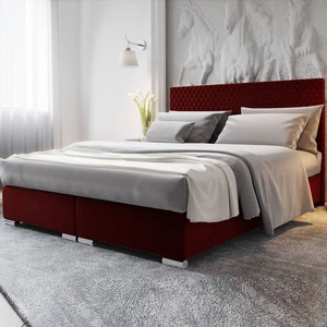 Boxspringbett Fargo 180x200 dunkelrot Bett im modernen skandinavischen Stil mit markantem Kopfteil