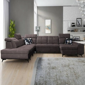 Ecksofa mit Schlaffunktion Buffalo X braun rechte Seite funktionelles und bequemes Ecksofa für ein Zimmer mit Bettzeugcontainern