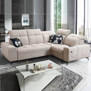 Ecksofa mit Schlaffunktion Buffalo II beige rechte Seite funktionelles und stilvolles Ecksofa mit verstellbaren Kopfstützen