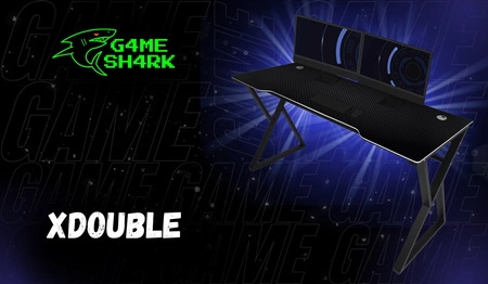 XDouble Gaming Desk schwarz funktionaler und ergonomischer Schreibtisch mit einer großen Platte, die von einer stabilen Metallstruktur getragen wird