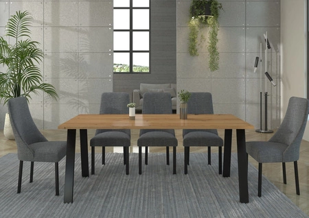 Malden Tisch 185x90 cm Eiche handwerklich / schwarz einfache Form von Möbeln mit stilvollen schwarzen Loft-Stil Beine bereichert auslaufsicher Platte