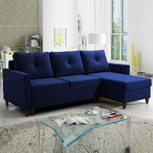 Ecksofa mit Schlaffunktion Terni marineblau rechts Praktisches und funktionelles Ecksofa mit geräumigen Behältern für Bettzeug