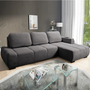 Ecksofa mit Schlaffunktion Gentle grey rechte Seite stilvolles Design Ecksofa-Bett, das sich durch seine abgerundete Form auszeichnet