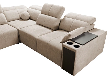 Ecksofa mit Schlaffunktion Tesalia III grün rechts Komfort-Ecksofa mit verschiebbarer Rückenlehne zwei Container für Bettzeug