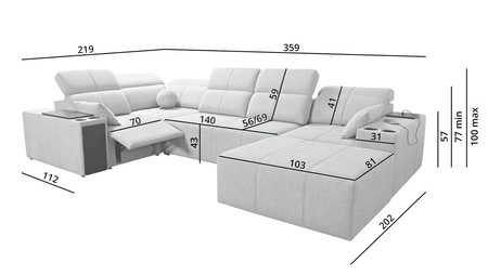 Ecksofa mit Schlaffunktion Tesalia IV Lux honey right stilvolles Ecksofa mit ausziehbarem Fußteil und Schiebefunktion der Rückenlehne