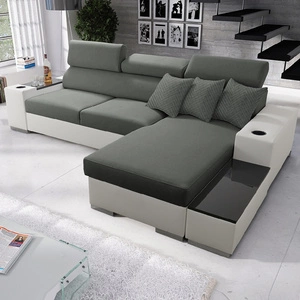 Ecksofa mit Schlaffunktion Provo grau / weiß rechtes Ecksofa mit Bettkasten und Funktionserweiterung